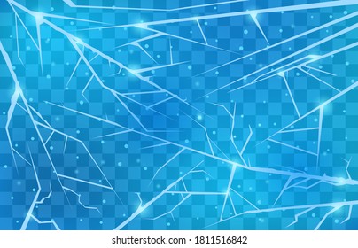 Frozen Ice Surface. Cracked Winter Snowy Arctic Ice, Broken Textured Glass Backdrop, Cold Frozen Scratched Surface Vector Background Illustration. Texture With Crevice Or Frosty Ice Rink