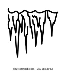 Carámbanos congelados colgando del icono de la línea de color. Ilustración vectorial.Trazo editable.