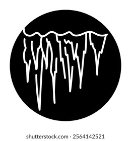 Frozen icicles hanging down color line icon. Vector illustration.Editable stroke.