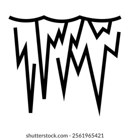 Frozen icicles hanging down line black icon. Sign for web page, mobile app, button, logo. Vector isolated button. Editable stroke.