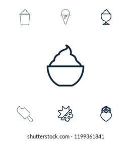 Frozen icon. collection of 7 frozen outline icons such as milkshake, cold and hote mode, ice cream. editable frozen icons for web and mobile.