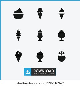 Frozen icon. collection of 9 frozen filled icons such as ice cream. editable frozen icons for web and mobile.