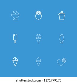 Frozen icon. collection of 9 frozen outline icons such as ice cream, ice cream in can. editable frozen icons for web and mobile.