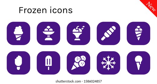 frozen icon set. 10 filled frozen icons.  Simple modern icons about  - Ice cream, Popsicle, Snowflake