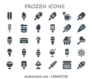 frozen icon set. 30 filled frozen icons.  Simple modern icons about  - Popsicle, Ice cream, Cream, Sundae, Snowflake
