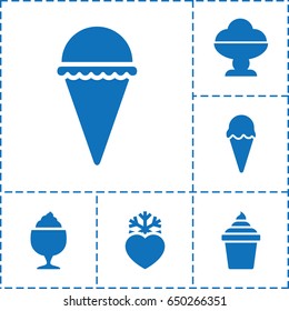 Frozen icon. set of 6 frozen filled icons such as ice cream, ice cream in can, milkshake