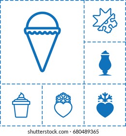 Frozen icon. set of 6 frozen filled and outline icons such as milkshake, heart frozen, ice cream, ice cream in can