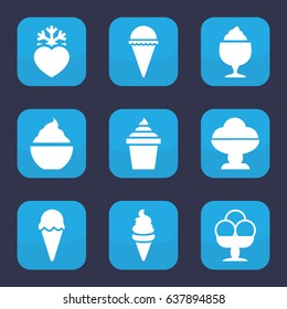 Frozen icon. set of 9 filled frozen icons such as ice cream, ice cream in can, milkshake