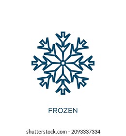 frozen icon. Thin linear frozen outline icon isolated on white background. Line vector frozen sign, symbol for web and mobile