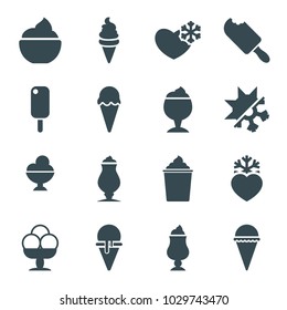 Frozen icons. set of 16 editable filled frozen icons such as ice cream, milkshake, heart frozen, cold and hote mode