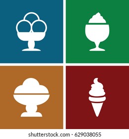 Frozen icons set. set of 4 frozen filled icons such as ice cream