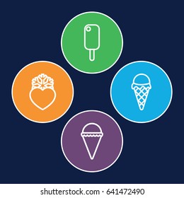 Frozen icons set. set of 4 frozen outline icons such as ice cream