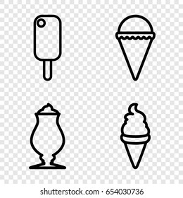 Frozen icons set. set of 4 frozen outline icons such as ice cream