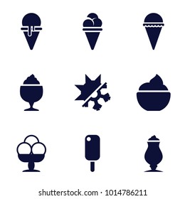 Frozen icons. set of 9 editable filled frozen icons such as ice cream, milkshake