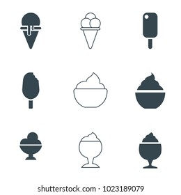 Frozen icons. set of 9 editable filled and outline frozen icons such as ice cream