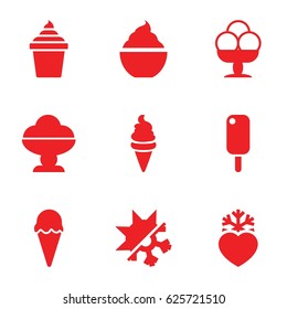 Frozen icons set. set of 9 frozen filled icons such as ice cream, ice cream in can, milkshake, heart frozen