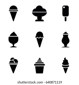 Frozen icons set. set of 9 frozen filled icons such as ice cream, ice cream in can