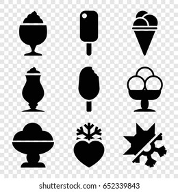 Frozen icons set. set of 9 frozen filled icons such as ice cream, milkshake, heart frozen