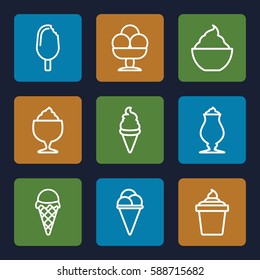 frozen icons set. Set of 9 frozen outline icons such as ice cream