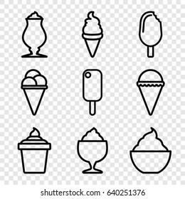Frozen icons set. set of 9 frozen outline icons such as ice cream, ice cream in can