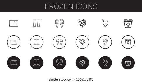 frozen icons set. Collection of frozen with ice cream, cream, sorbet. Editable and scalable frozen icons.