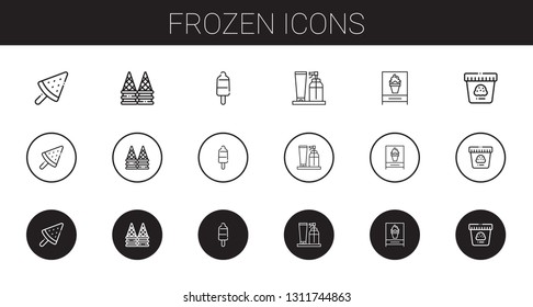 frozen icons set. Collection of frozen with ice cream, popsicle, cream. Editable and scalable frozen icons.