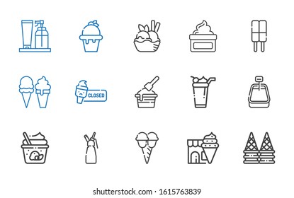 frozen icons set. Collection of frozen with ice cream, whipped cream, cream. Editable and scalable frozen icons.