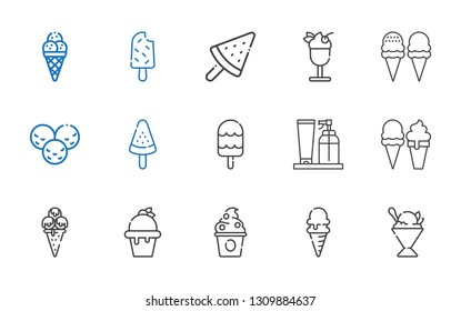 frozen icons set. Collection of frozen with sorbet, ice cream, frozen yogurt, cream, popsicle. Editable and scalable icons.