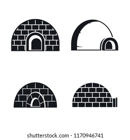 Frozen igloo icon set. Simple set of frozen igloo vector icons for web design isolated on white background