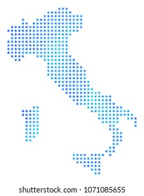 Frozen Italy Map. Vector geographic map in blue frosty colors. Vector mosaic of Italy Map done of ice crystals.