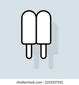 Frozen juice on a stick line icon. Sweets for children, dairy products, frozen juice, cafe, sweet cone, frozen, delicious dessert, icing. Eating concept. Vector sticker line icon on white background