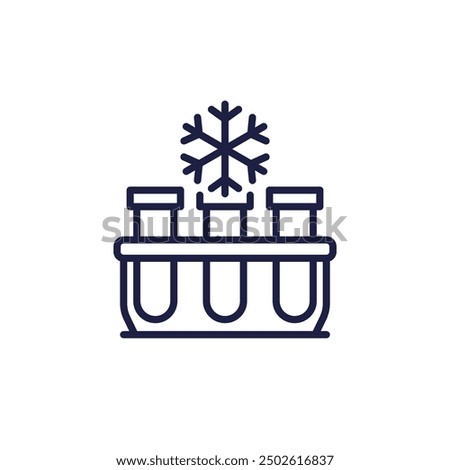 frozen lab samples line icon with test tubes on white