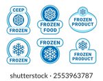 Frozen label icon set. Keep cold product sticker