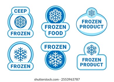 Frozen label icon set. Keep cold product sticker