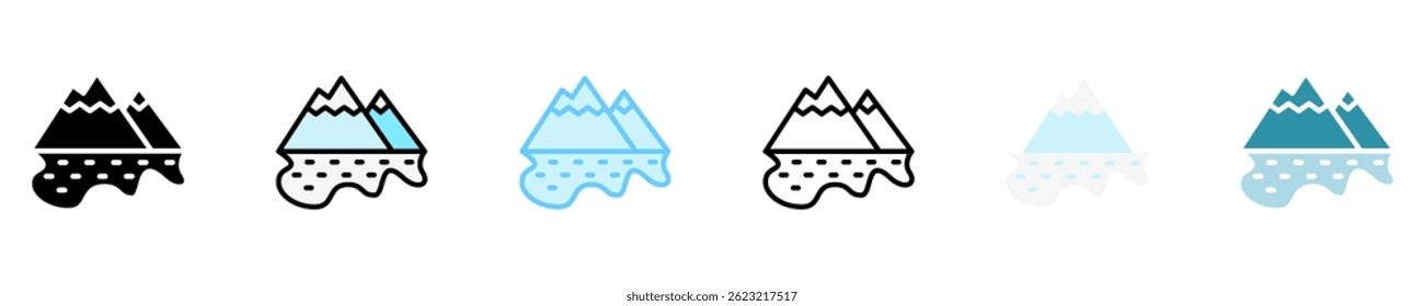 frozen lake multi style, mini illustration icon set. use for modern concept, print, UI, UX kit, web and app development. Vector EPS 10, related to winter, cold season.