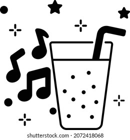 Frozen margarita with straw Concept, Pina Colada Vector Icon Design, Party Celebrations Symbol, Winter Holiday Season Sign, New Year and Christmas Stock Illustration