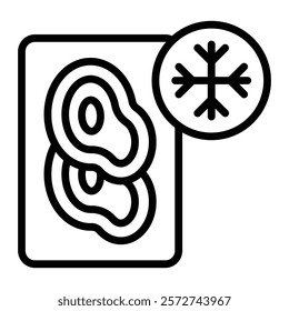 Frozen Meat Vector Line Icon Design