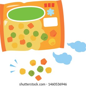 Frozen mixed vegetables packed in a bag