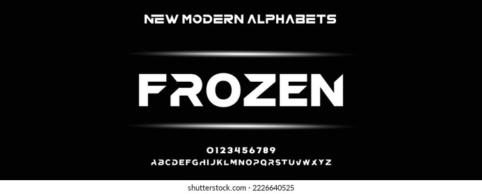 FROZEN Modern Bold Font. Regular Italic Number Typography urban style alphabet fonts for fashion, sport, technology, digital, movie, logo design, vector illustration