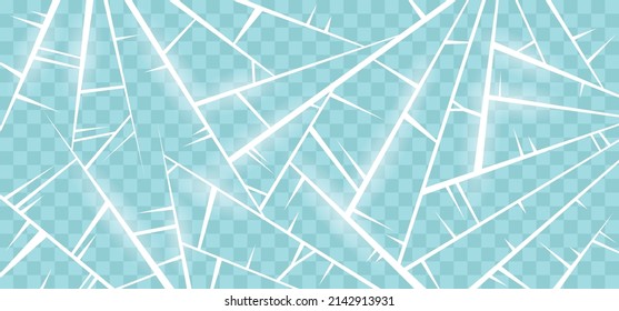 Frozen natural background. Texture of ice surface. Cold winter frosty vector pattern. Beautiful transparent frozen backdrop