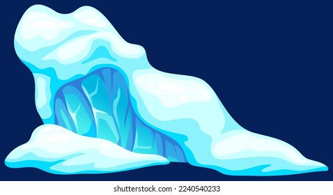 Frozen ocean high wave in north. Blue tsunami, sea storm, splash water in winter. Ice age. Aftermath of natural disaster. Vector isolated illustration.