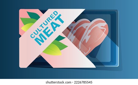frozen pacded cell cultured chicken meat with label artificial lab grown meat production concept