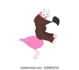 frozen pink flamingo in a scarf