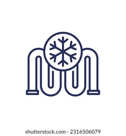 frozen pipe icon, line vector