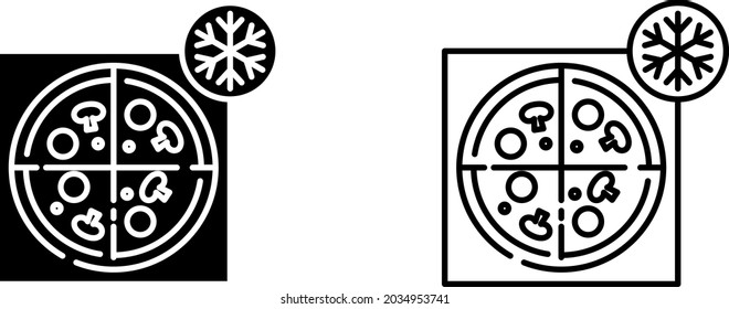 Frozen Pizza Icon, Vector Illustration