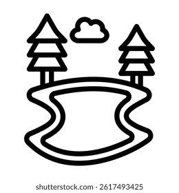 Frozen Pond Vector Line Icon Design