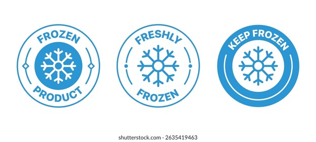 Frozen product Badge label with ice symbol for freezing goods package, Vector Icon Illustration
