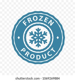 Frozen Product Badge Stamp Information Sticker. Blue Circle Frozen Product Symbol Icon.