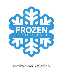 Frozen product food package label. Fresh frozen food product icon logo, badge, sticker, emblem, stamp, symbol, black, line circle, flat vector, isolated illustration. Snowflake icon.