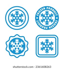 Frozen Product Label Set. Snowflake Icon on White Background. Vector